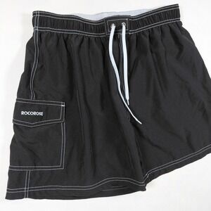 Rocorose‎ Womens Black Swim Shorts Cargo Pocket Contrast Stitch Size L